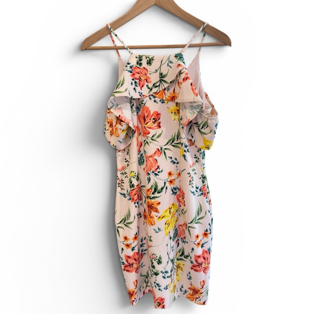 GUESS Los Angeles Floral Cold-Shoulder Midi Dress - Size 6 - Pastel Collection